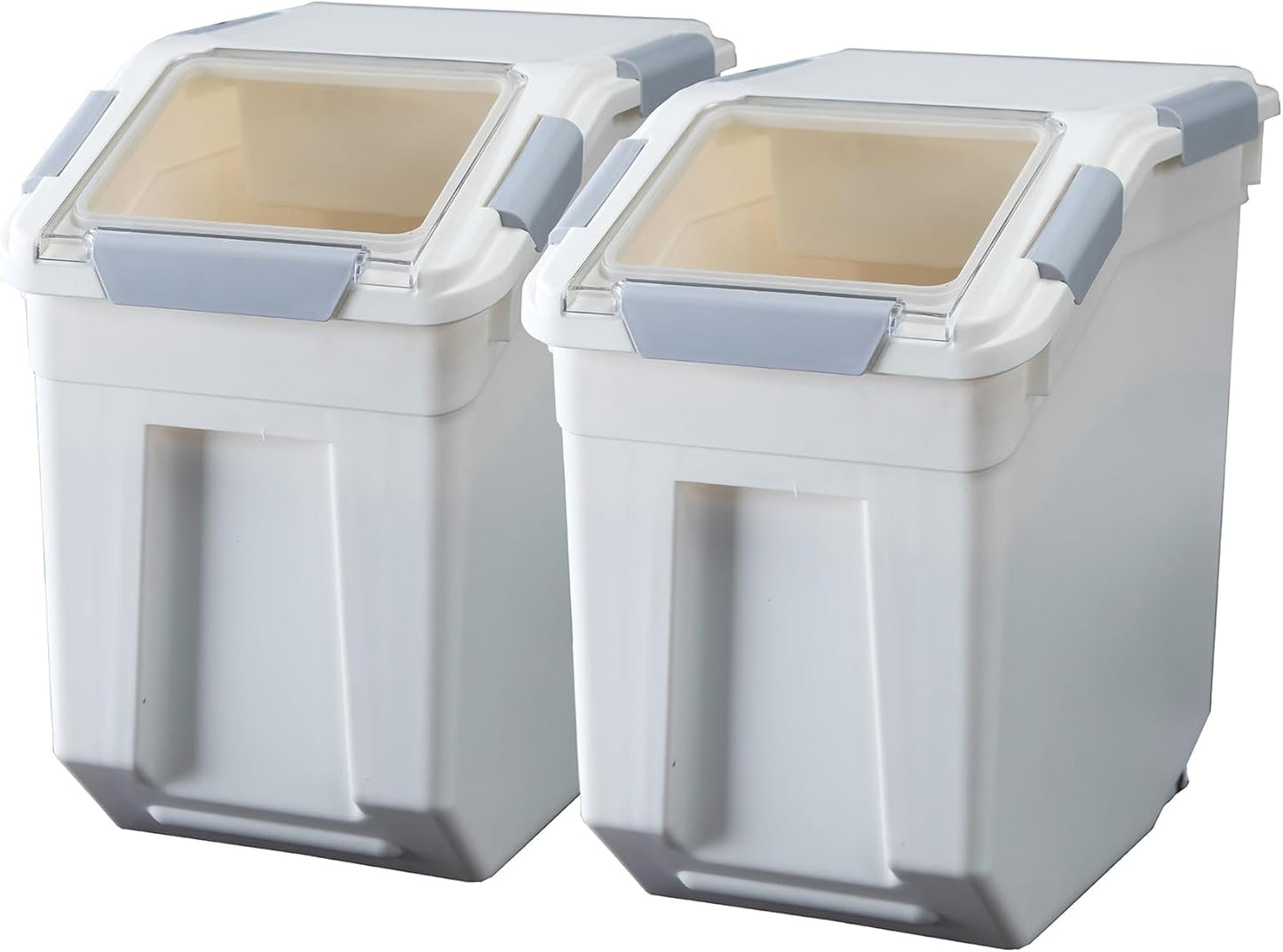 HANAMYA 33 Liter / 50 lbs Rice Storage Container with Measuring Cup, BPA free, For Rice | Grain | Pet Food | Flour, 2 count, White