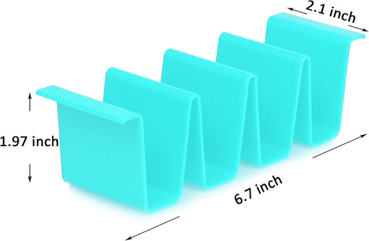 Youngever 8 Pack Plastic Taco Holder Stand, Dishwasher Top Rack Safe, Microwave Safe, Set of 8 Assorted Colors (Coastal)