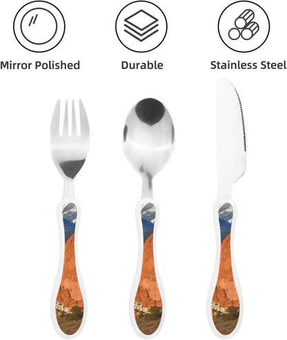 3-Piece Kids Silverware Set With Storage Case, Stainless Steel Reusable Children Safe Knife Spoon Fork Set Ocean Sea Animal Shark Children Flatware Set For Kids Lunch Box