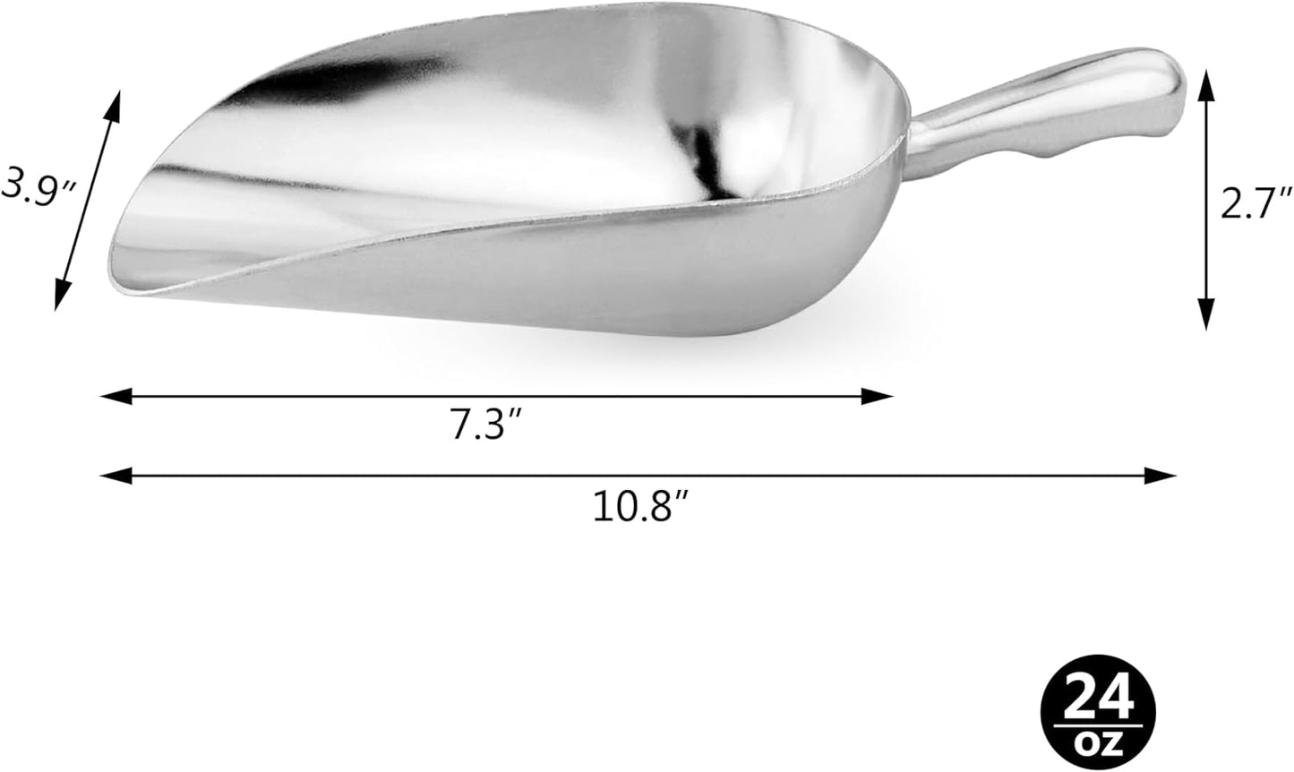 New Star Foodservice 34509 One-Piece Cast Aluminum Round Bottom Bar Ice Flour Utility Scoop, 5-Ounce, Silver (Hand Wash Only)