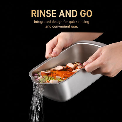 Vegetable Chopper, Stainless Steel Food Dicer and Mandoline Slicer with Drain Holes and Storage Container, Dishwasher Safe Food Chopper for Onion, Potato, Cucumber, Carrot and More