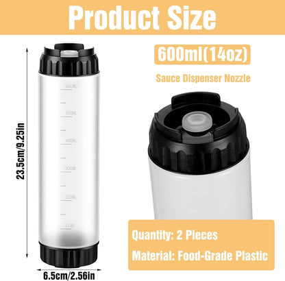 2 Pcs 16 oz Inverted Squeeze Bottles, Valve Condiment Dispenser (Black)
