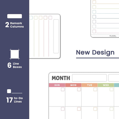 ALEZEL Dry Erase Calendar for Refrigerator, Greenery Magnetic Fridge Calendar Whiteboard - Set of Vertical Monthly Dry Erase Calendar for Fridge & 2 List Board, 4 Markers + Eraser