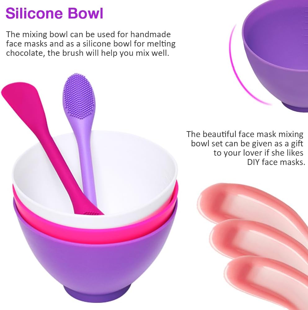Silicone Mixing Bowl for Melting Chocolate, 6PCS (Green, Grey, White)