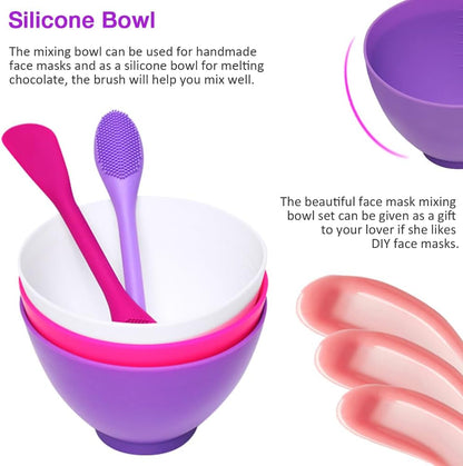 Silicone Mixing Bowl for Melting Chocolate, 6PCS (Green, Grey, White)