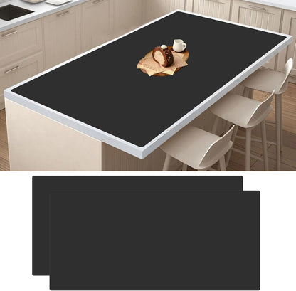 2Pack Large Silicone Mats for Kitchen Counter, 48''x24''(120cmx60cm) Heat Resistant Mat for Kitchen Island, Waterproof Multipurpose Countertop Protector, Black