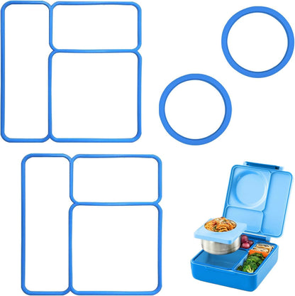 4 pack Lid Seal Gasket For OmieBox,Fit Seal Replacement for Kids Bento Box,Made from Food-Safe Silicone Rubber,Essential Lunch Bento Box Accessories for Kids,Ensures Leak-Proof Freshness(Blue&Purple)