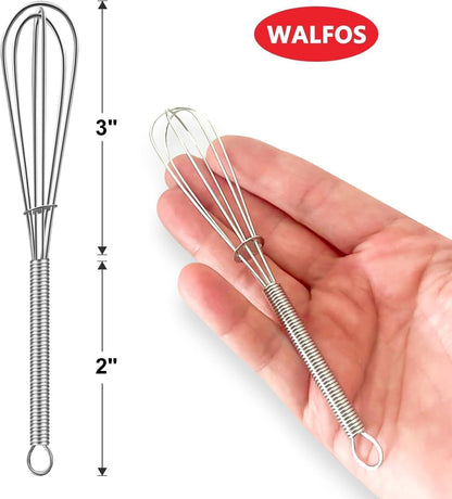 Walfos Whisk,304 Stainless Steel whisk,No-Rust 7+9+11inch Whisks for cooking Nice for Blending,Whisking,Beating.Heat resistant 600°F Dishwasher Safe. Heavy duty kitchen whisk.SILVER