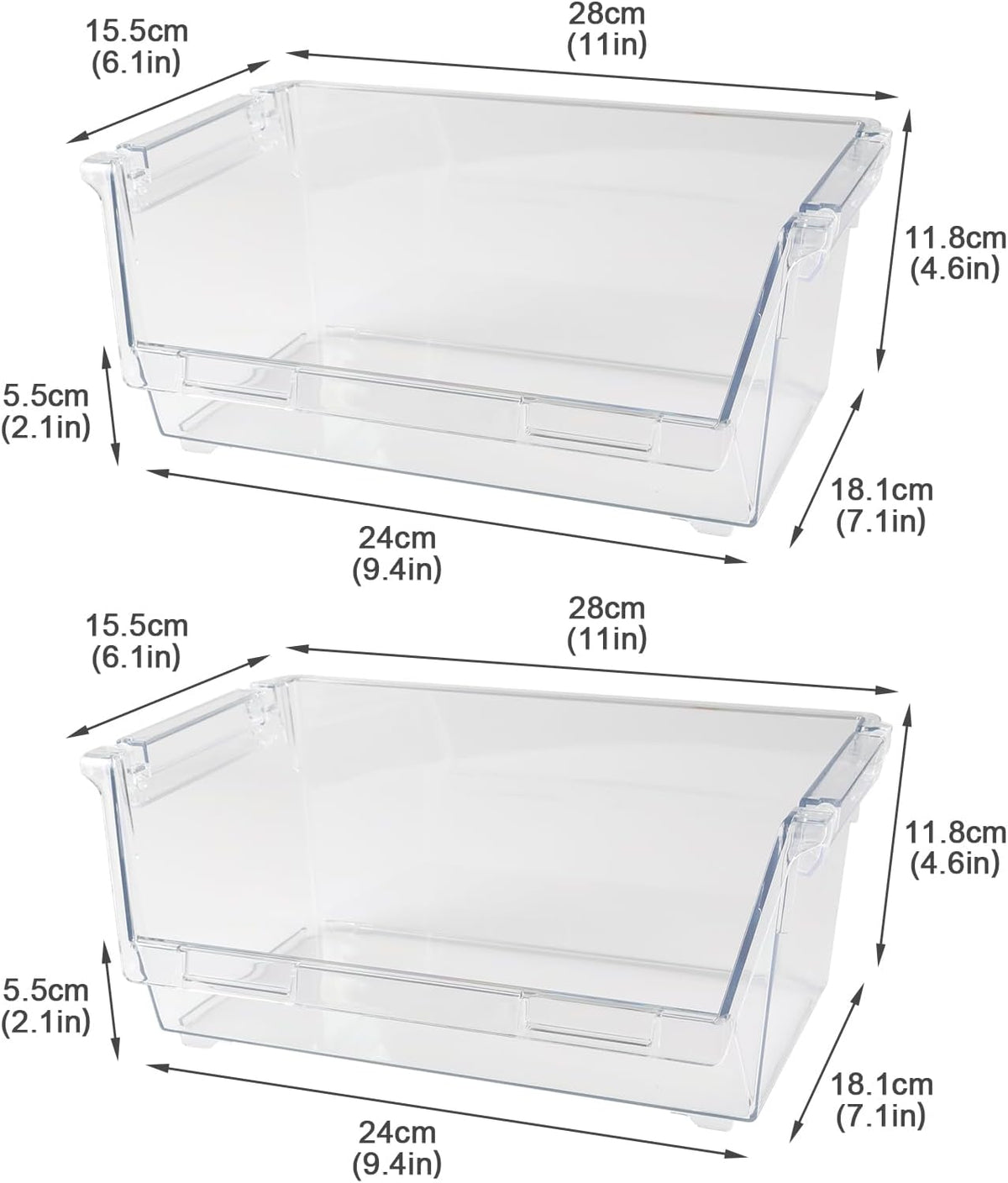 Potato and Onion Storage Bin for Pantry,Clear Stackable Plastic Storage Bins with Handles,Closet Storage Bin Open Front for Kitchen Pantry Bathroom,Onions and Potatoes,Fruits Vegatable Basket