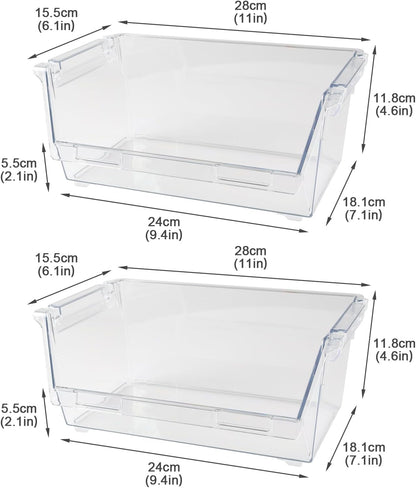 Potato and Onion Storage Bin for Pantry,Clear Stackable Plastic Storage Bins with Handles,Closet Storage Bin Open Front for Kitchen Pantry Bathroom,Onions and Potatoes,Fruits Vegatable Basket