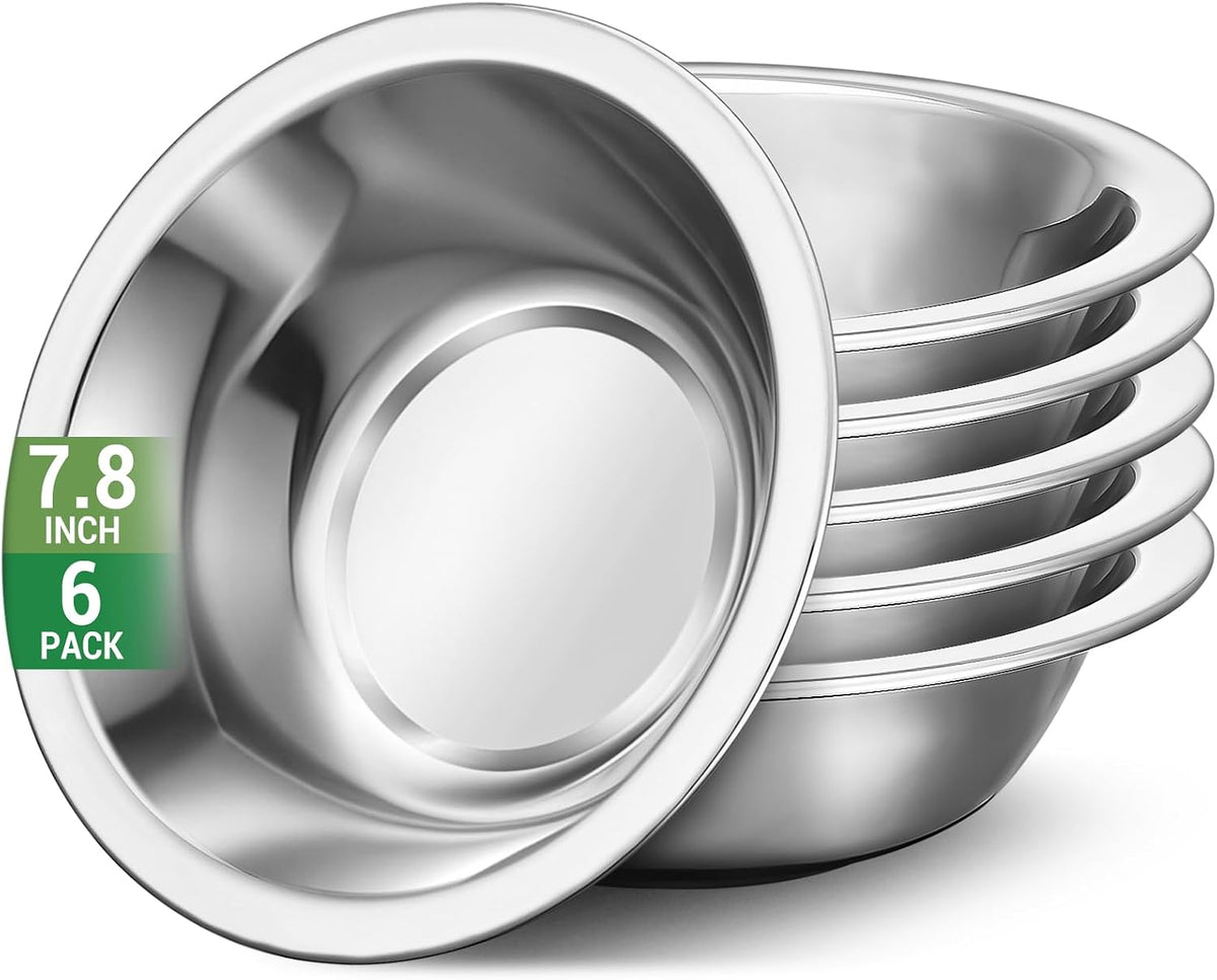 304(18/8) Stainless Steel Mixing Bowls for Kitchen, 6.3" 13.67 fl.oz Metal Mixing Bowls Set Stackable for Baking Serving Cooking Food Prep Storage Dishwasher Safe Lightweight