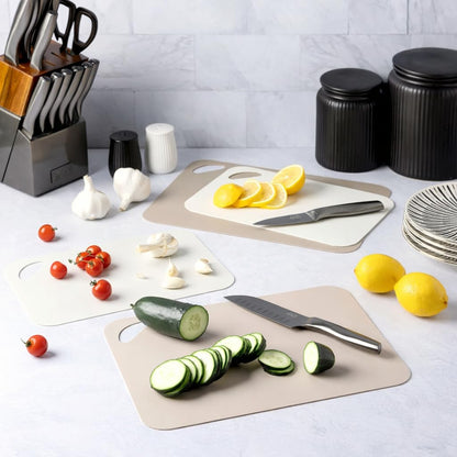 4-Piece Cutting Mats Set, Poly Kitchen Cutting Boards with Non-Slip Surface, Small & Medium Sizes for Food Prep, Flexible & Lightweight, Cream