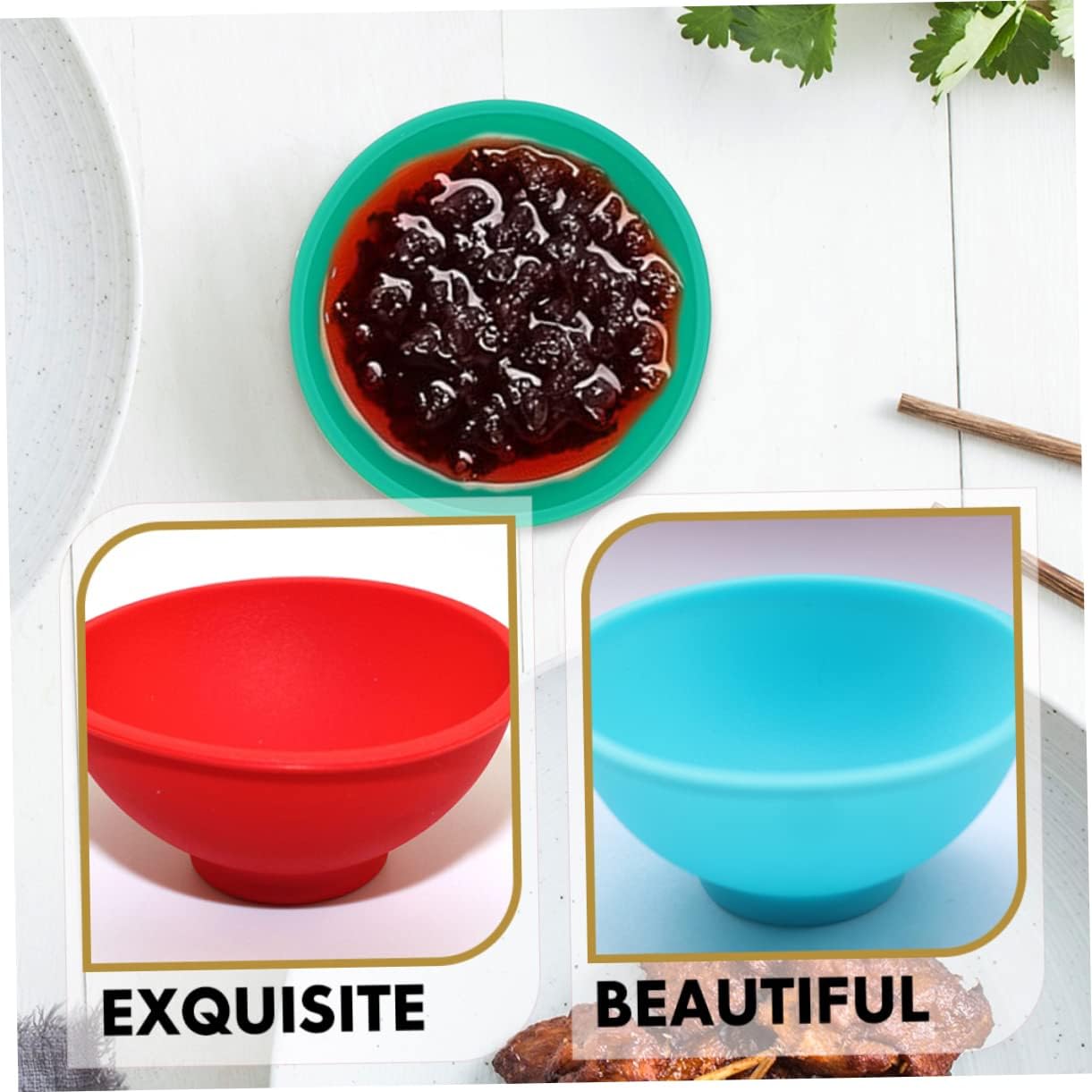 4 Pcs Mini Silicone Condiment Bowls Small Seasoning Dishes Sauce Bowls for Serving Cooking and Meal Prep