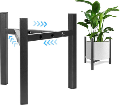 Airpark Plant Stand Indoor Adjustable, Metal Modern Plant Stands, Heavy Duty Stable Plant Pot Flower Holder Indoor Outdoor Corner, Fit 8 9 10 11 12 inch Pots, Black (Pot & Plant Not Included)