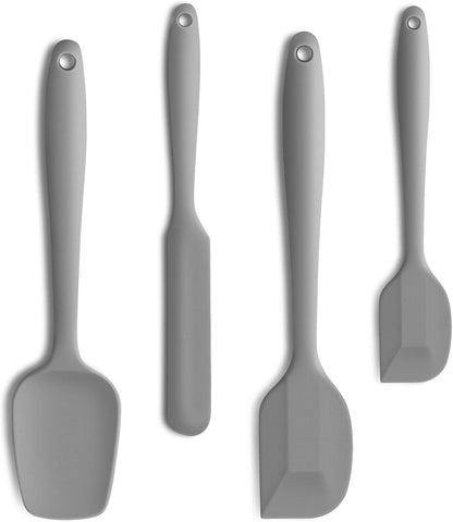 4 Piece Silicone Spatula Set, Flexible Heat Resistant Non-scratch Baking Cooking Rubber Spatulas with Stainless Steel Core, Black