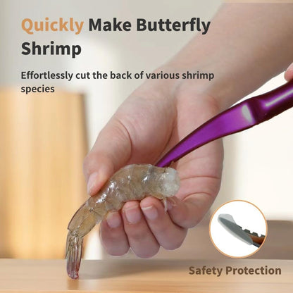 Shrimp Deveining tool Multi-Colored Shrimp Deveiner Tool Stainless SteelShrimp Peeler Knife for Easy Deveining (Purple)