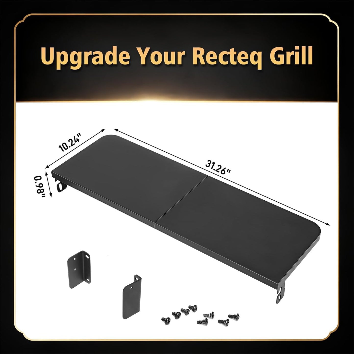 QuliMetal Folding Front Shelf for Traeger Pro 34, Texas Elite 34, Century 885 and Eastwood 34, 37" x 12" Heavy-Duty Grill Prep Table with Cutting Board, Stainless Steel Basin, Lid and 5 Hooks