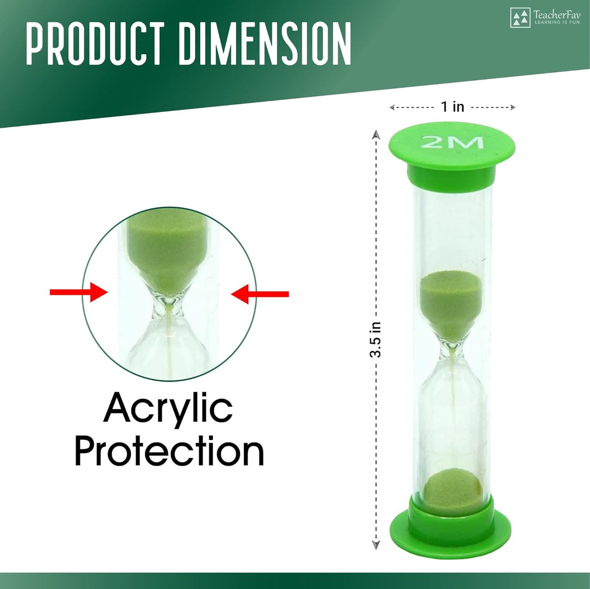 Sand Timer for Kids Set of 3 Small Colorful Hourglass Acrylic Covered Clock 1Min 2Min 5Min for Classroom, Home & Kids Room