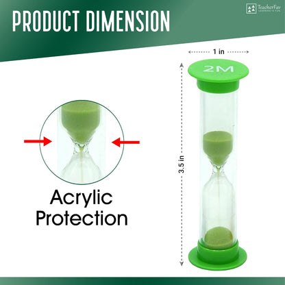 Sand Timer for Kids Set of 3 Small Colorful Hourglass Acrylic Covered Clock 1Min 2Min 5Min for Classroom, Home & Kids Room