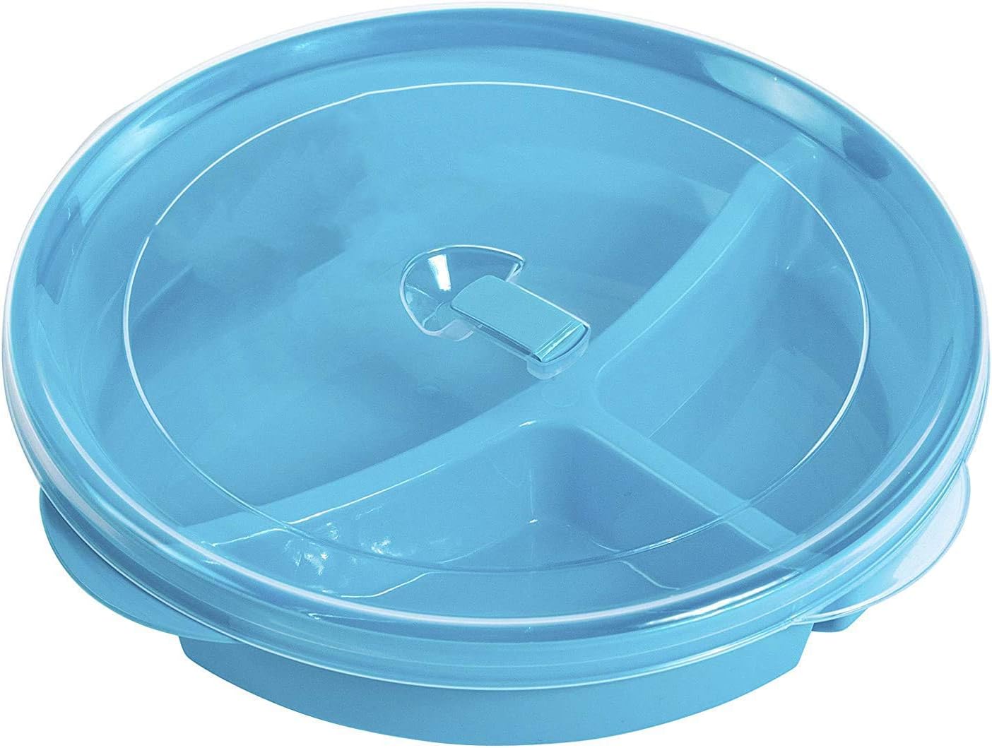 Microwave Food Storage Tray Containers - 3 Section/Compartment Divided Plates w/Vented Lid (Assorted)