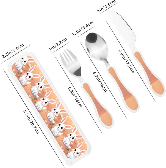 3-Piece Kids Silverware Set With Storage Case, Stainless Steel Reusable Children Safe Knife Spoon Fork Set Insects Love Children Flatware Set For Kids Lunch Box