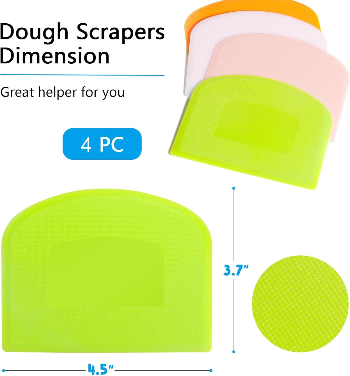 Dough Scraper 4 PCs PE Plastic Bench Scraper Flexible Bowl Scraper