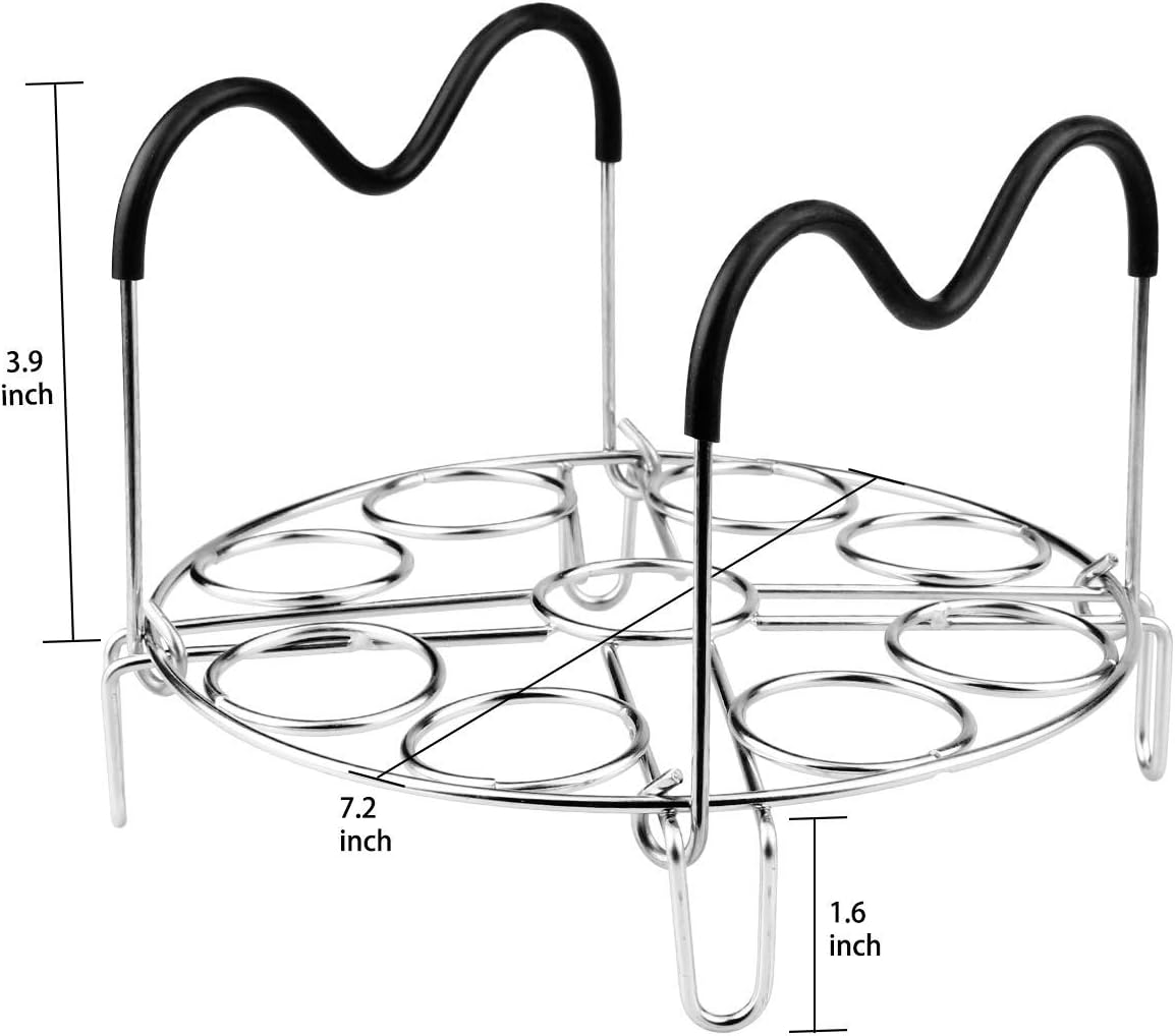 Steamer Rack Trivet with Heat Resistant Silicone Handles Compatible with Instant Pot Accessories 6 Qt 8 Quart, Stainless Steam Rack Pressure Cooker Trivet - Long Handles for Easy Chicken & Pot Removal