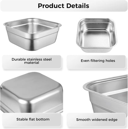 yeesport 2-in-1 Washing Up Bowl Set, Stainless Steel Dish Tub with Colander, Fruit Vegetable Washing Basin, Multi-purpose Bowl Kit for Washing and Draining Rice, Pasta, Food Strainer Mixing Bowl