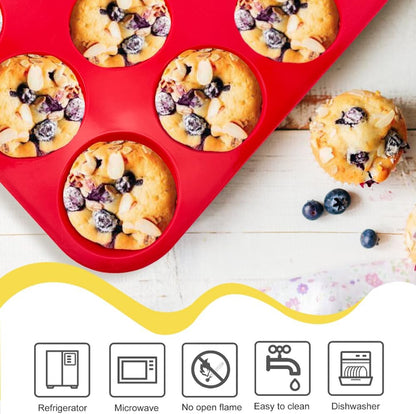 2 Pack 12 Cups Silicone Muffin Pan Nonstick Cupcake Regular Size Food Grade Mold Baking Molder for Muffins and Cupcakes