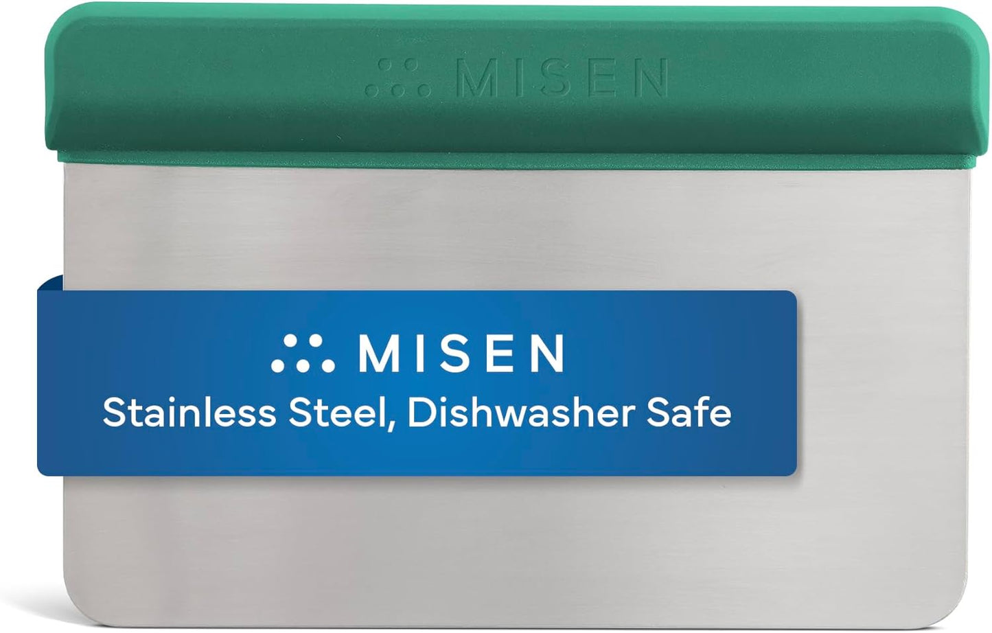 Misen Stainless Steel Bench Scraper - Versatile Food Scraper with Blue Handle - Ideal for Kitchen, Pastry & Dough - Durable Cutting Board Scraper Tool for Effortless Transfer into Pots & Pans - Blue