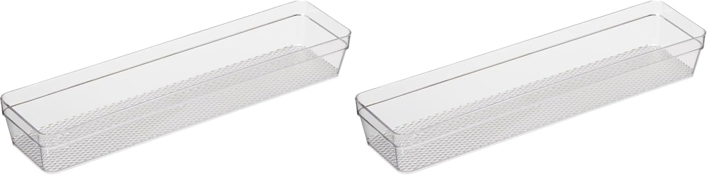 Oggi Clear Drawer Organizer - 3" X 12.5" - Ideal for Organizing Kitchen Drawers, Office, Desk, Silverware, Kitchen Utensils, Cosmetics and Bathrooms