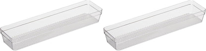 Oggi Clear Drawer Organizer - 3" X 12.5" - Ideal for Organizing Kitchen Drawers, Office, Desk, Silverware, Kitchen Utensils, Cosmetics and Bathrooms