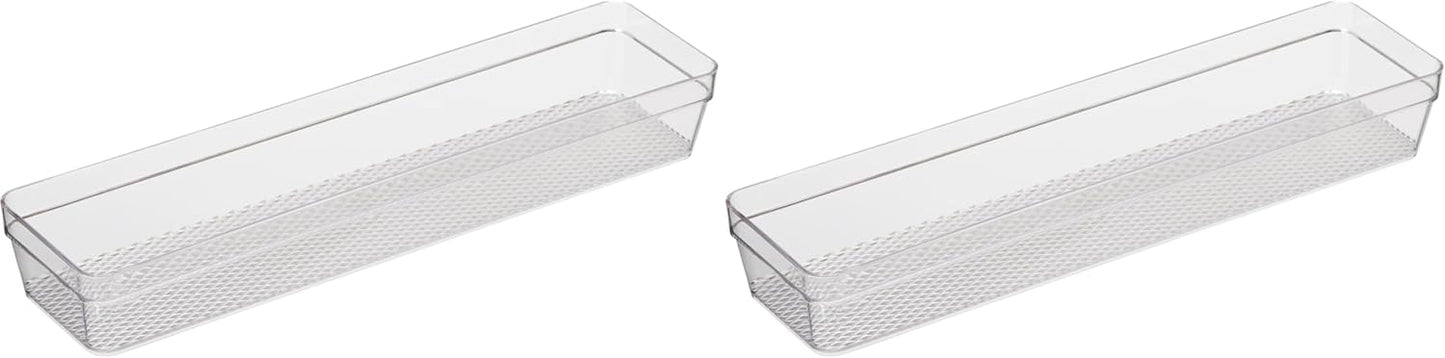 Oggi Clear Drawer Organizer - 3" X 12.5" - Ideal for Organizing Kitchen Drawers, Office, Desk, Silverware, Kitchen Utensils, Cosmetics and Bathrooms