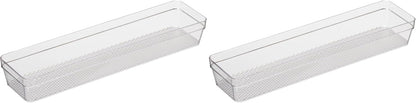 Oggi Clear Drawer Organizer - 3" X 12.5" - Ideal for Organizing Kitchen Drawers, Office, Desk, Silverware, Kitchen Utensils, Cosmetics and Bathrooms
