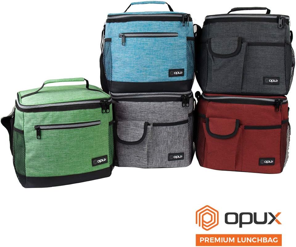 opux Insulated Lunch Box Men Women, Lunch Bag for Work School, Leakproof Soft Cooler Tote Adult, Large Lunch Pail Kids Boys Girls, Picnic Beach Food Bag with Shoulder Strap, Purple Floral