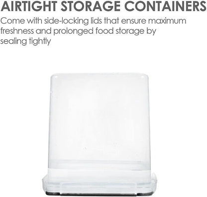 Vtopmart 4 PCS Large Food Storage Containers 5.2L / 175oz, 4 Pieces BPA Free Plastic Airtight Canisters for Flour, Sugar, Baking Supplies, Rice with Lids, 4 Measuring Cups and 24 Labels, Black