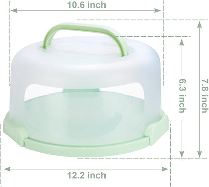 Cake Carrier with Lid and Handle, Fit 10’’ Cake Stand with Lid, Cake Transport Storage Container, Cake Containers Cover Stand with Lids, 3 Secure Side Closures (White)