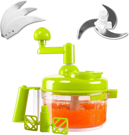 Tenta Kitchen Food processes Hand Crank Food Processor/Manual Food Chopper/Meat Grinder/Vegetable Dicer And Mincer/Fruit Blender With Egg Separator Rotary Onion Chopper(2 Sets steel blades)