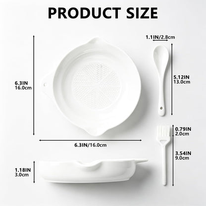 Multipurpose Garlic Grater Plate, Japanese Ceramic Grinder Plate, Ginger Grater Plate for Onion, Cheese, Lemon, Wasabi, Fruits and Vegetables in Kitchen