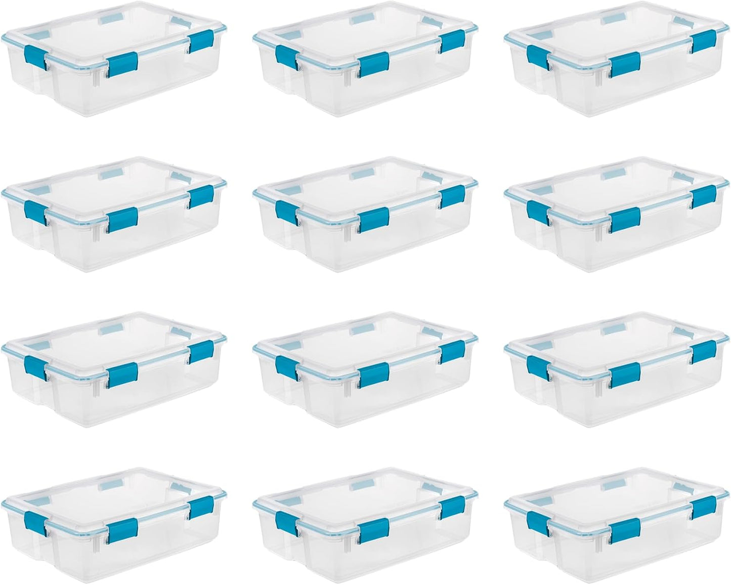 Sterilite 80 Qt Gasket Box, Stackable Storage Bin with Latching Lid and Tight Seal, Plastic Container to Organize Basement, Clear Base and Lid, 1-Pack