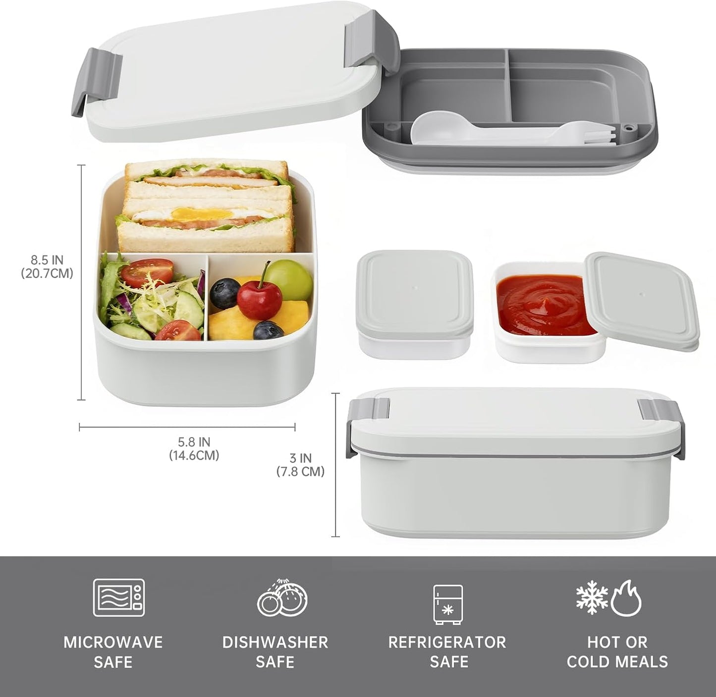 JBGOYON Bento Box and Lunch Bag Set, Leak-Proof Lunch Box for Adults and Kids with Built-in Utensils, Insulated for Work School Travel, Microwave & Dishwasher Safe, All-in-One (Purple)