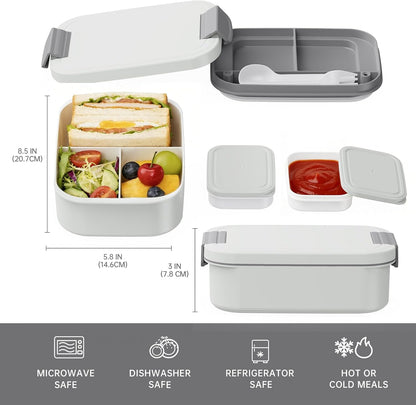 JBGOYON Bento Box and Lunch Bag Set, Leak-Proof Lunch Box for Adults and Kids with Built-in Utensils, Insulated for Work School Travel, Microwave & Dishwasher Safe, All-in-One (Purple)