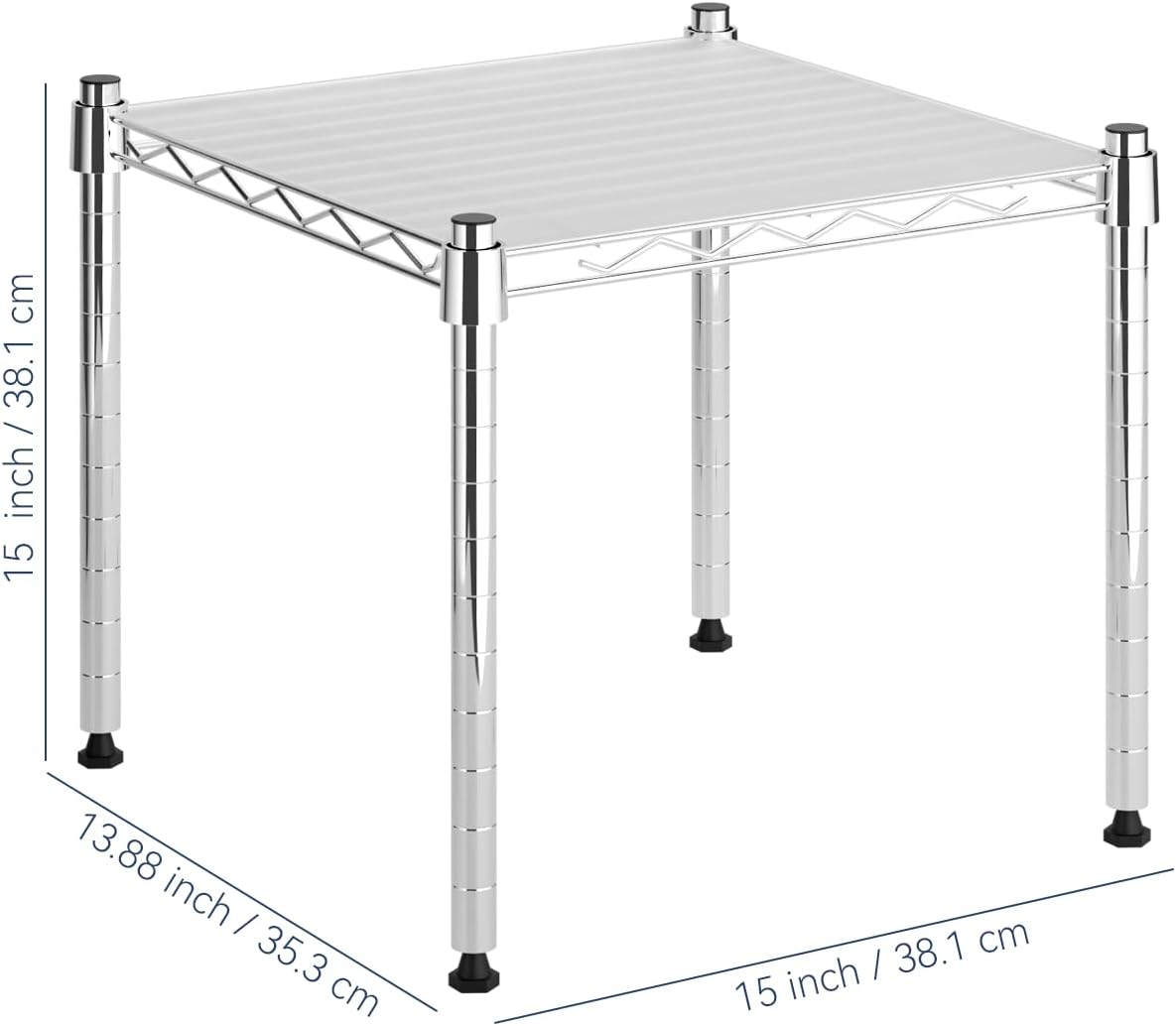 Whitmor 2-Wire Shelving Unit, Metal Storage Shelves, Stacking Shelf with Basket, Easy Assembly Home Organizer for Pantry, Kitchen, Garage, Plant