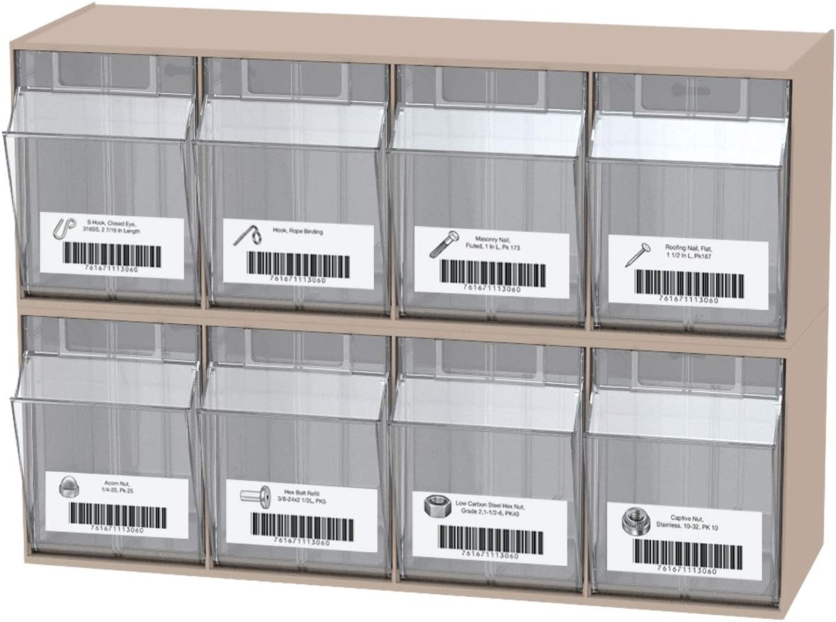 Akro-Mils TiltView Plastic Storage Cabinet with 6 Tilt Out Bins, Horizontal Organizer, Teacher Toolbox, and Office Supply Organizer, 23-5/8" W x 3-1/2" H x 3-3/4" D, Stone