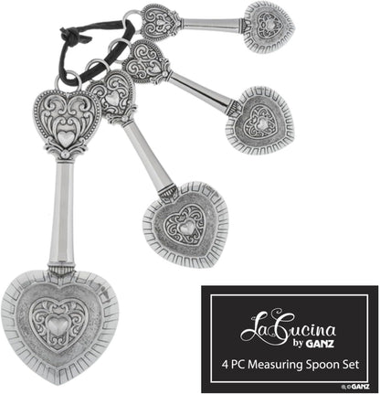 Ganz ER48885 Hearts Zinc Measuring Spoon- 4 piece set