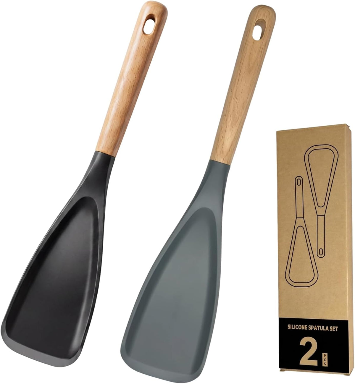 Silicone Cooking Spoon, Heat Resistant 600°F Spoonula for Nonstick Cookware