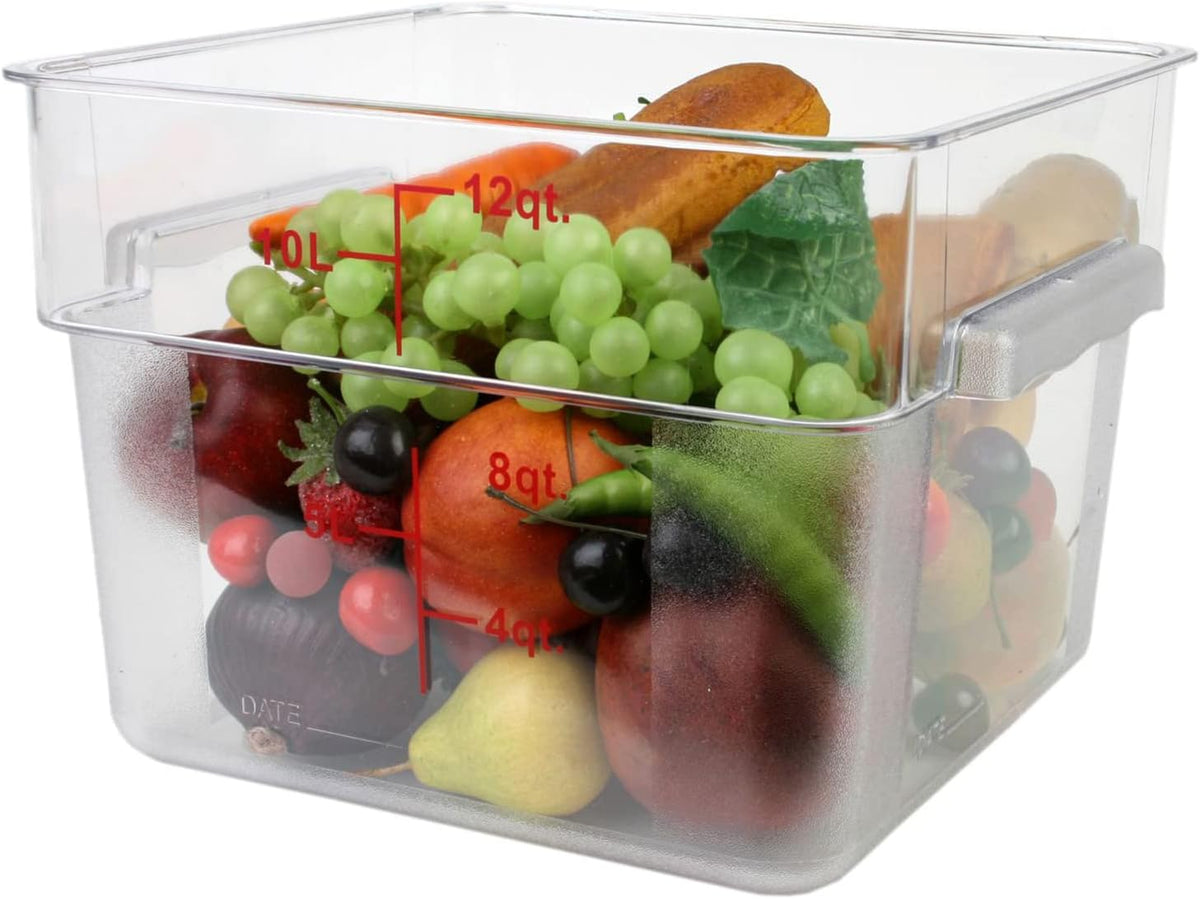Tiger Chef 18 Quart Commercial Grade Clear Food Storage Square Polycarbonate Containers With Blue Lids 4 Pack