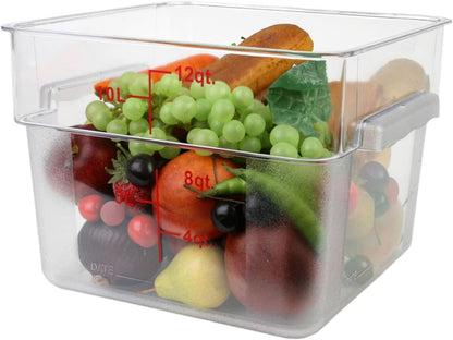 Tiger Chef 18 Quart Commercial Grade Clear Food Storage Square Polycarbonate Containers With Blue Lids 4 Pack