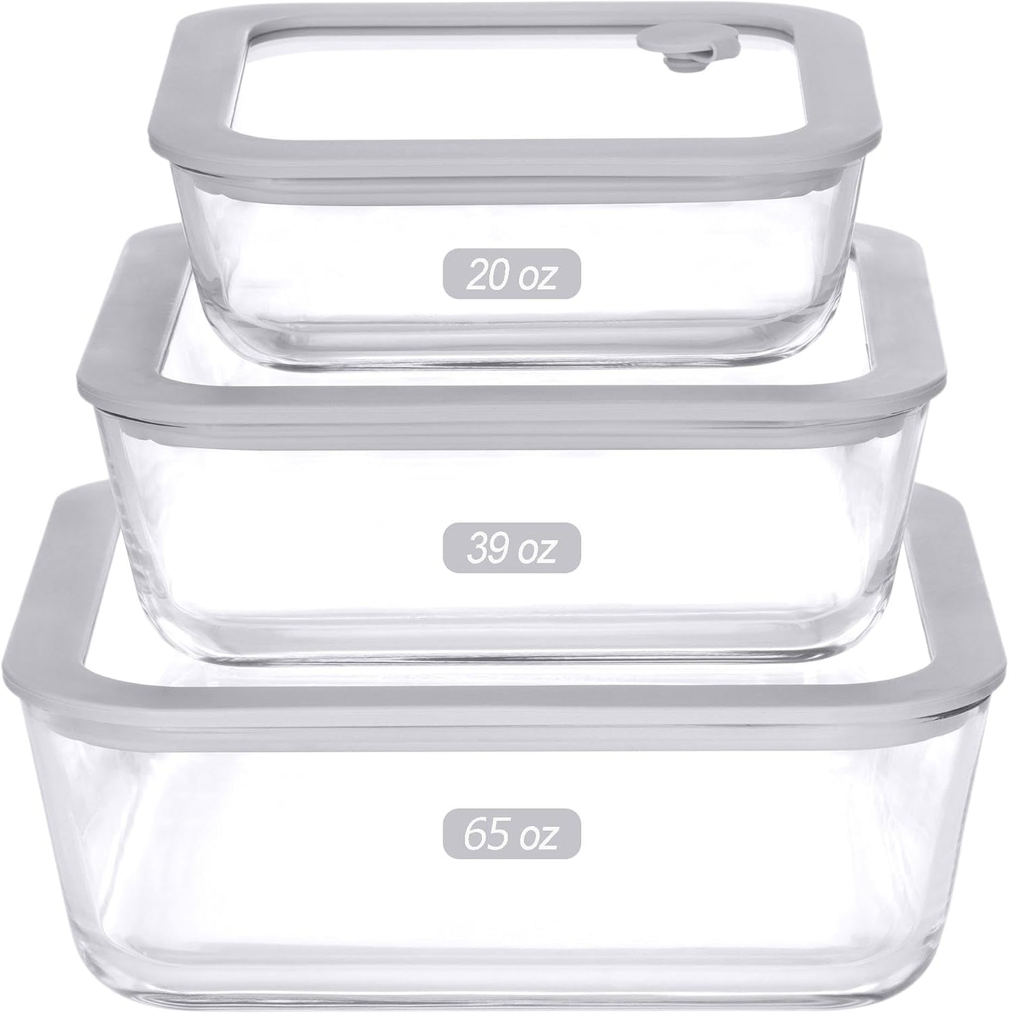 Glass Food Containers with Glass Lid, Microwave Safe Food Storage Container Set, 4 Pack of 35oz, Large Size Airtight Storage Set with Leak Proof Lids, Meal Prep Containers