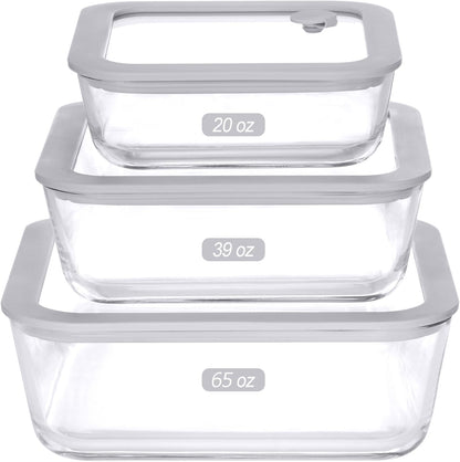 Glass Food Containers with Glass Lid, Microwave Safe Food Storage Container Set, 4 Pack of 35oz, Large Size Airtight Storage Set with Leak Proof Lids, Meal Prep Containers